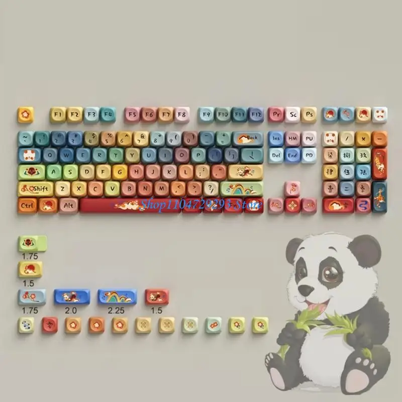 

Y2GD круглые колпачки для клавиш Dunhuang Redness Panda OQO с сублимационной краской PBT для механических клавиатур