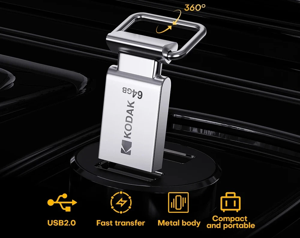 Pendrive USB 2.0 Car Flash Drive 32GB 64GB 128GB Metal U Disk On Keychain Mini Memory Stick for Smartphone Laptop