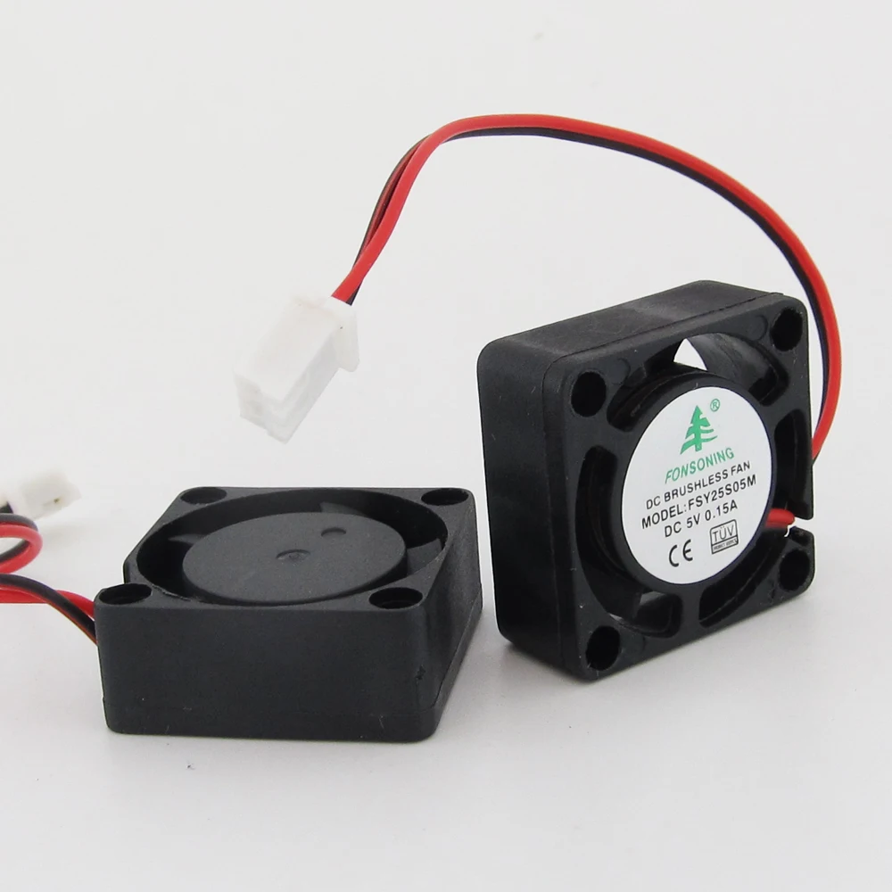 

Для бесщеточного охлаждающего вентилятора постоянного тока 5 В, 25 мм x 25 мм x 10 мм 2510 2-контактный разъем 2,0, новый -