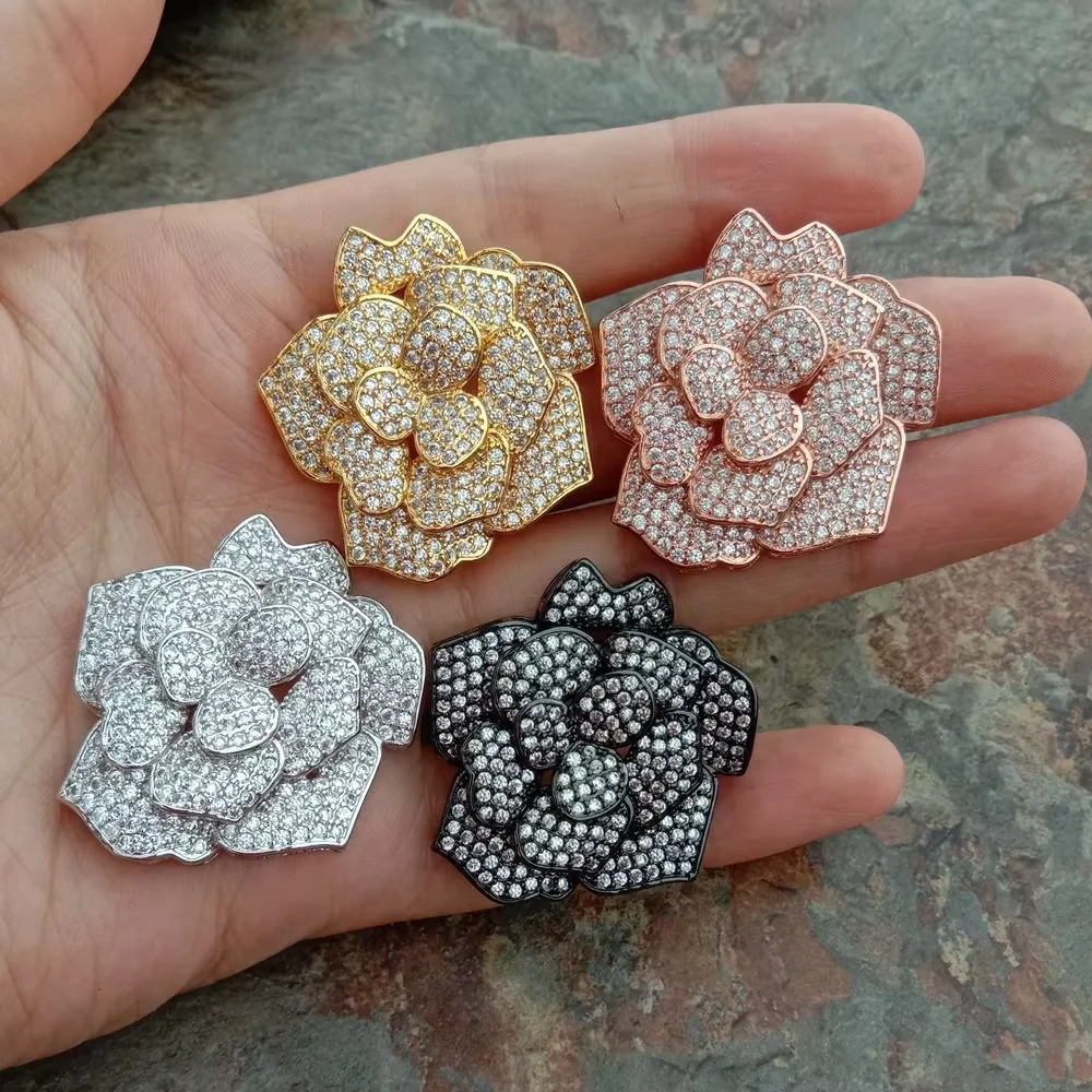 33x35mm golden plated Cz micro Flower connector