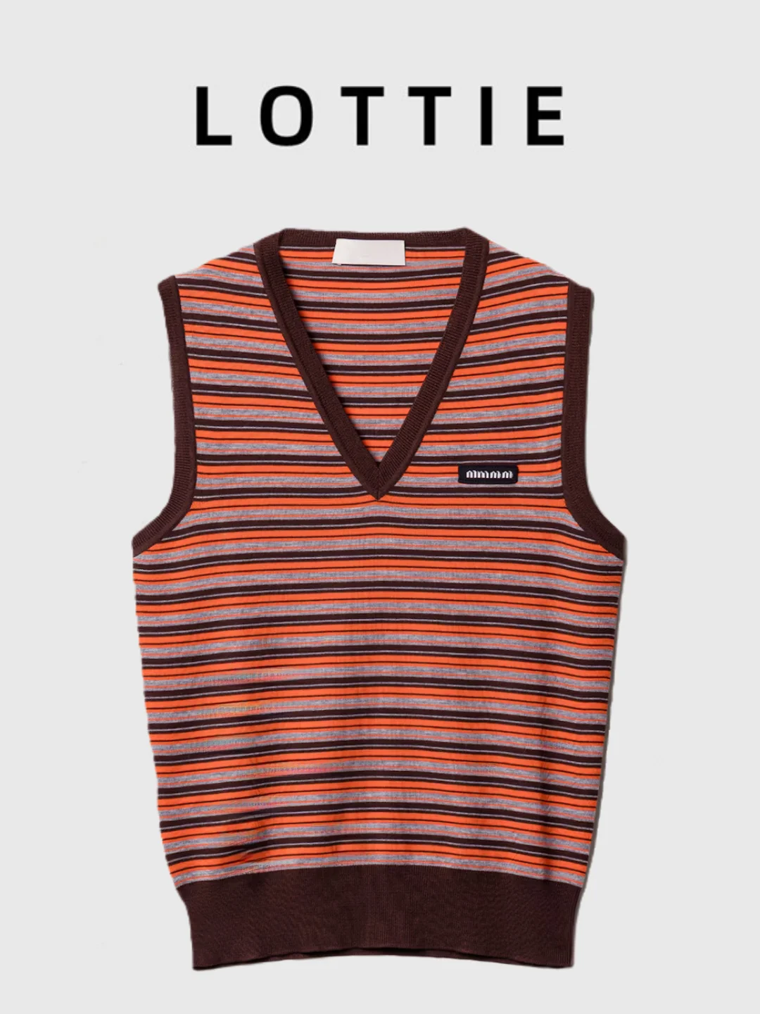 

Элегантный вязаный жилет Lottie: повседневный, из шерсти, в полоску, с вышивкой логотипа, модный, омолаживающий топ