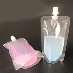 50X 50ML~500ML Plastic Spout Bag Beverage Coffee Beer Juice Bar Wedding Home Party Birthday Suction Nozzle Pouches