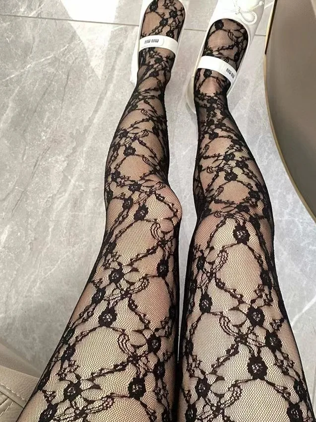 

Сексуальные кружевные леггинсы 7/8 с высокой талией для женщин: дышащие, удобные, повседневные, с узором в виде роз