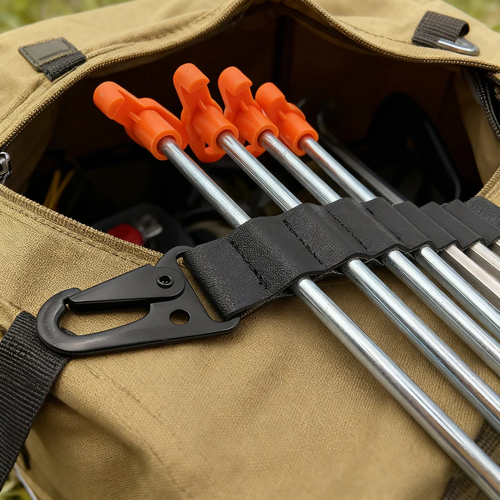 Zeltstift-Aufbewahrungskette aus PU-Leder, tragbare Zeltstift-Aufbewahrungstasche, Outdoor-Camping-Zeltstift-Tasche, Aufbewahrungszubehör mit Haken