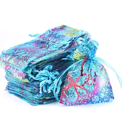 Wholesale 5*7 7*9 9*12 10*15cm Colorful Organza Bags Drawstring  Jewelry Packaging Bags Wedding Gift Bags Jewelry Pouches