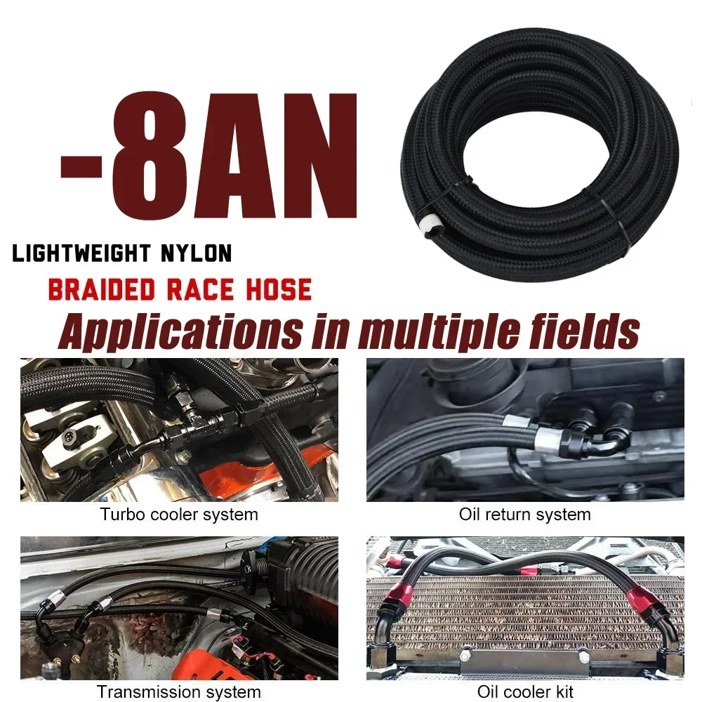 AN4 AN6 AN8 AN10 10FT 3m جديلة النفط خرطوم الوقود خط مضفر خرطوم زيت الوقود النايلون مضفر الفولاذ المقاوم للصدأ