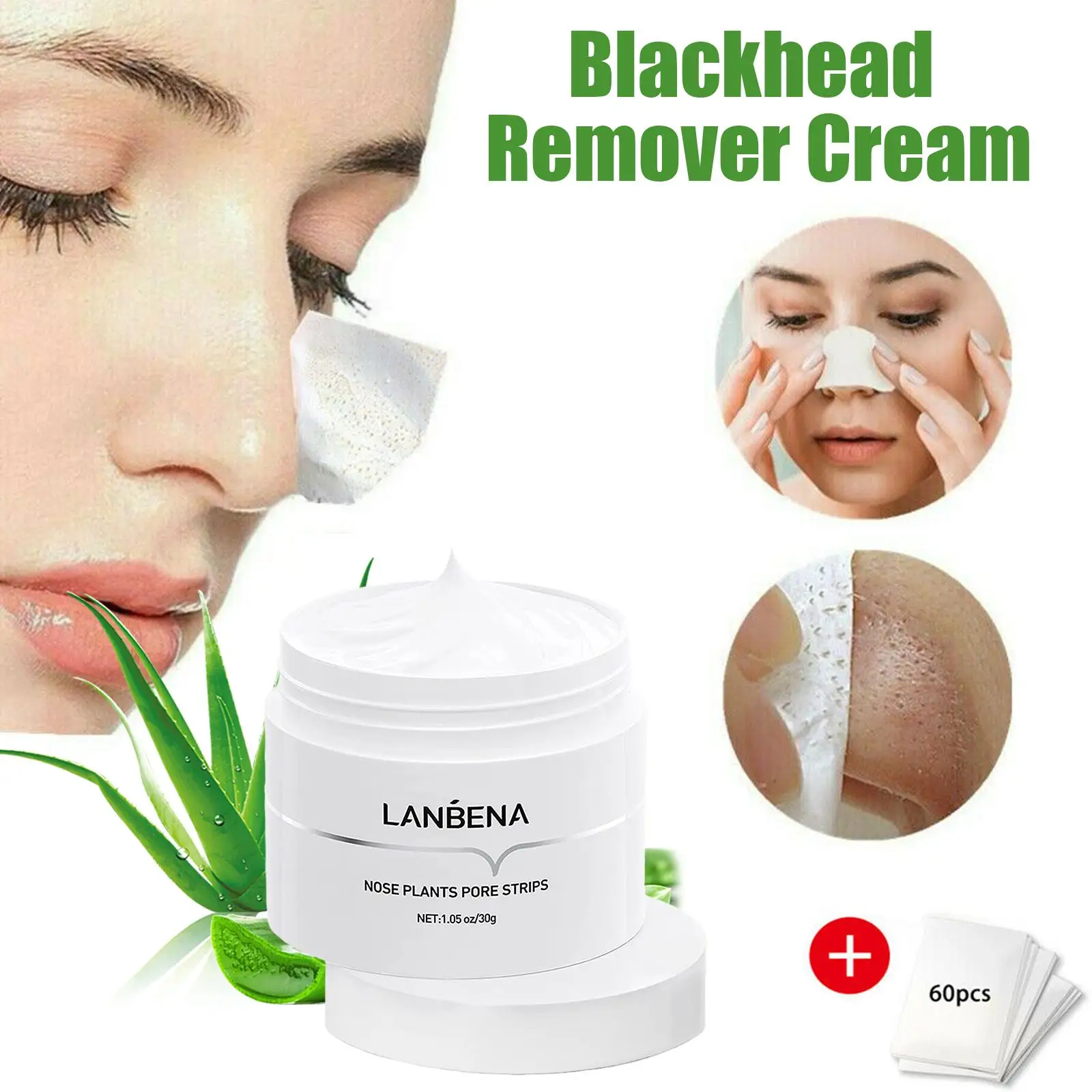 LANBENA Blackhead Remover Nose Mask Pore Strip Peel Off Black Dots Tear Off Mask 30g Anti Acne Treatment Deep Cleansing Skincare