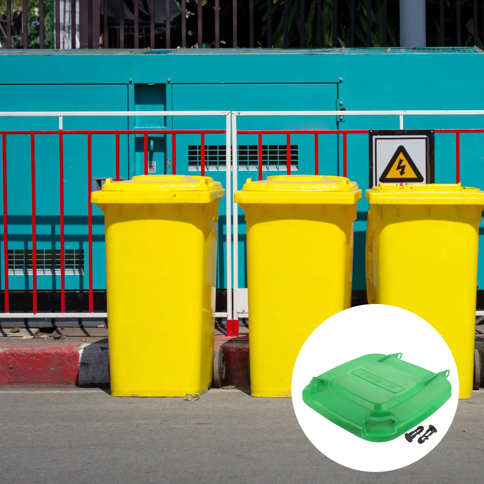 

Plastic Trash Can Lid Outdoor Waterproof Windproof Cover For Garbage Bin Sanitation Waste Container Replacement Part