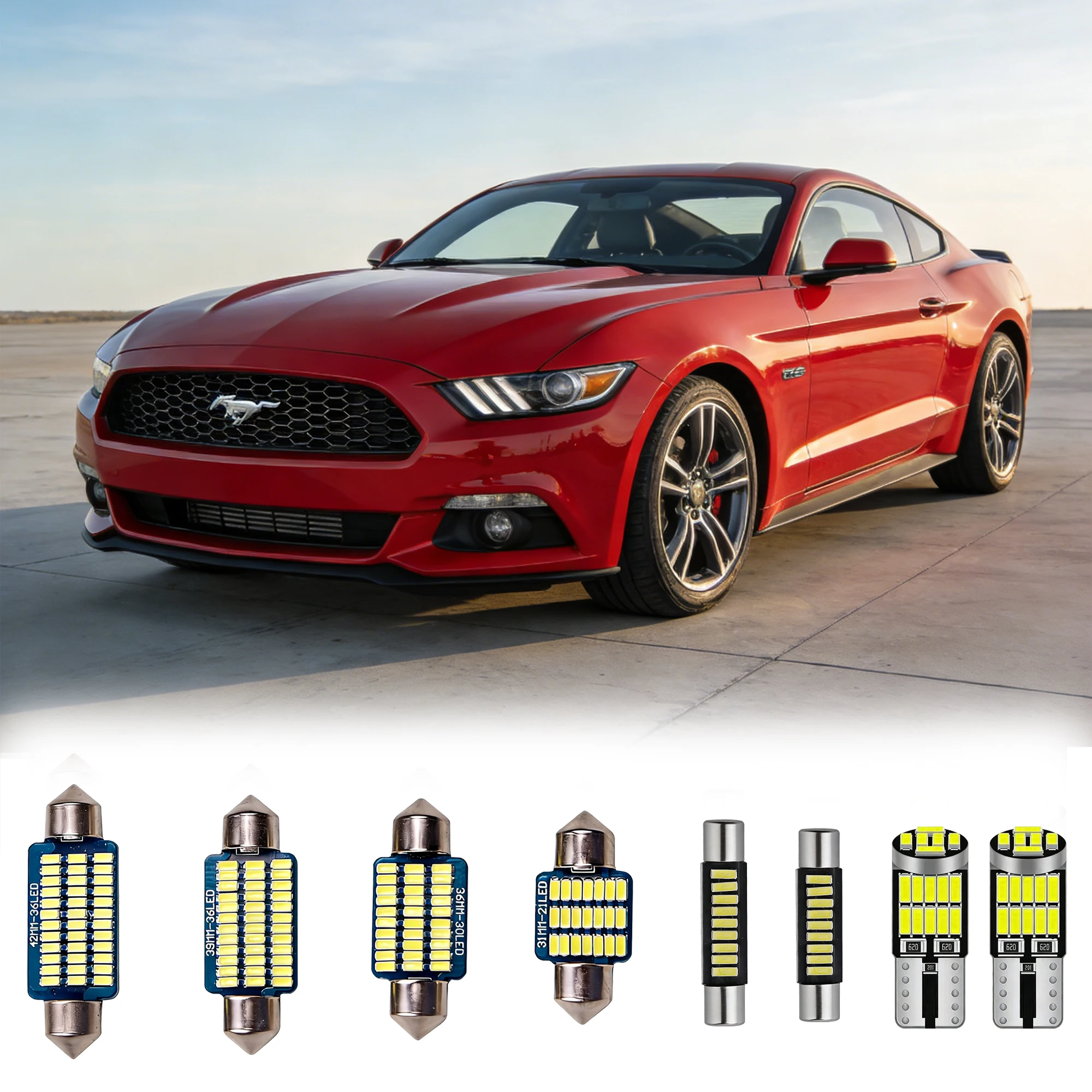 

Комплект светодиодных ламп для салона Ford Mustang 2010-2014 годов выпуска, для освещения карты, багажника и номерного знака, замена светодиодных ламп, установка Plug and Play (комплект из 5 штук)