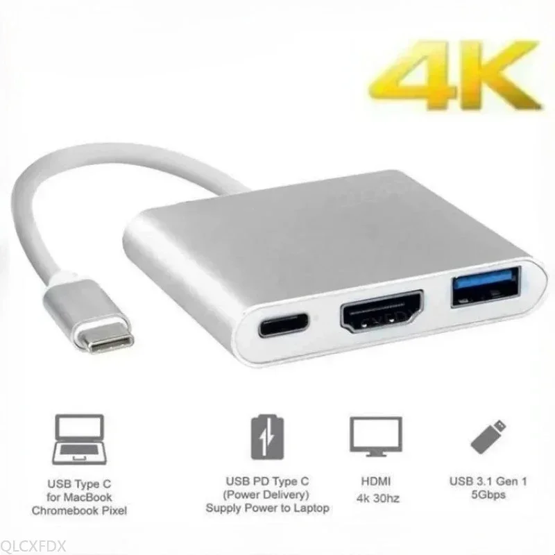 Для Huawei iPad Mac NS USB 4K 3.0 USB 3.2 Кабель-адаптер 3 в 1 Type C USB-C в HDMI-совместимый кабель-конвертер USB 3.1 в HDTV