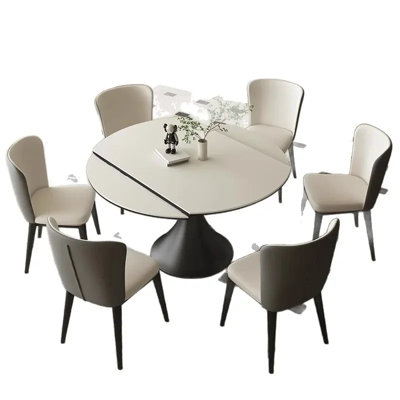 

Slate dining table, rotating, retractable, folding, circular, modern and simple small apartment, home, square and square