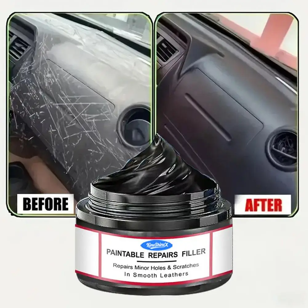 Creme Reparador de Arranhões para Interior de Carro, Cera Polidora para Plásticos Interiores e Exteriores, Reparação de Superfícies Plásticas do Painel Interior Preto