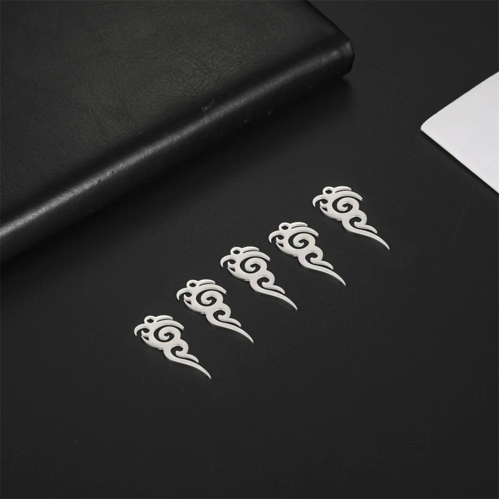 5pcs/Lot Wholesale Tattoo Pattern Pendant Accessories For Necklace Keychain Diy Handmade Supplies Stainless Steel Jewelry Charms