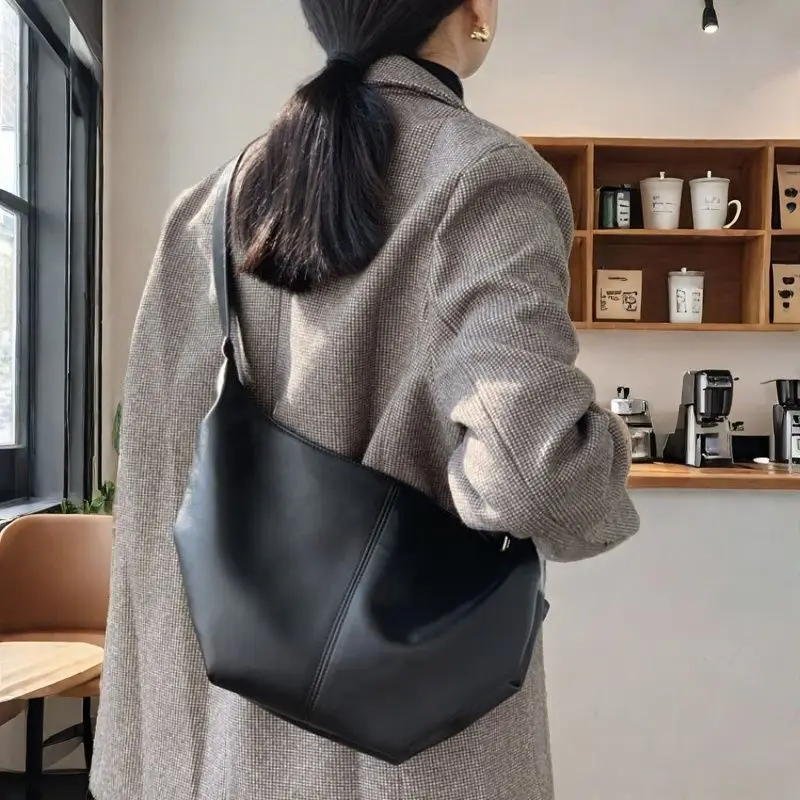 Genuine Dumpling 2024 Korean Version New Large Capacity Soft Leather Tote Shoulder Casual Crossbody Small Bag ANI