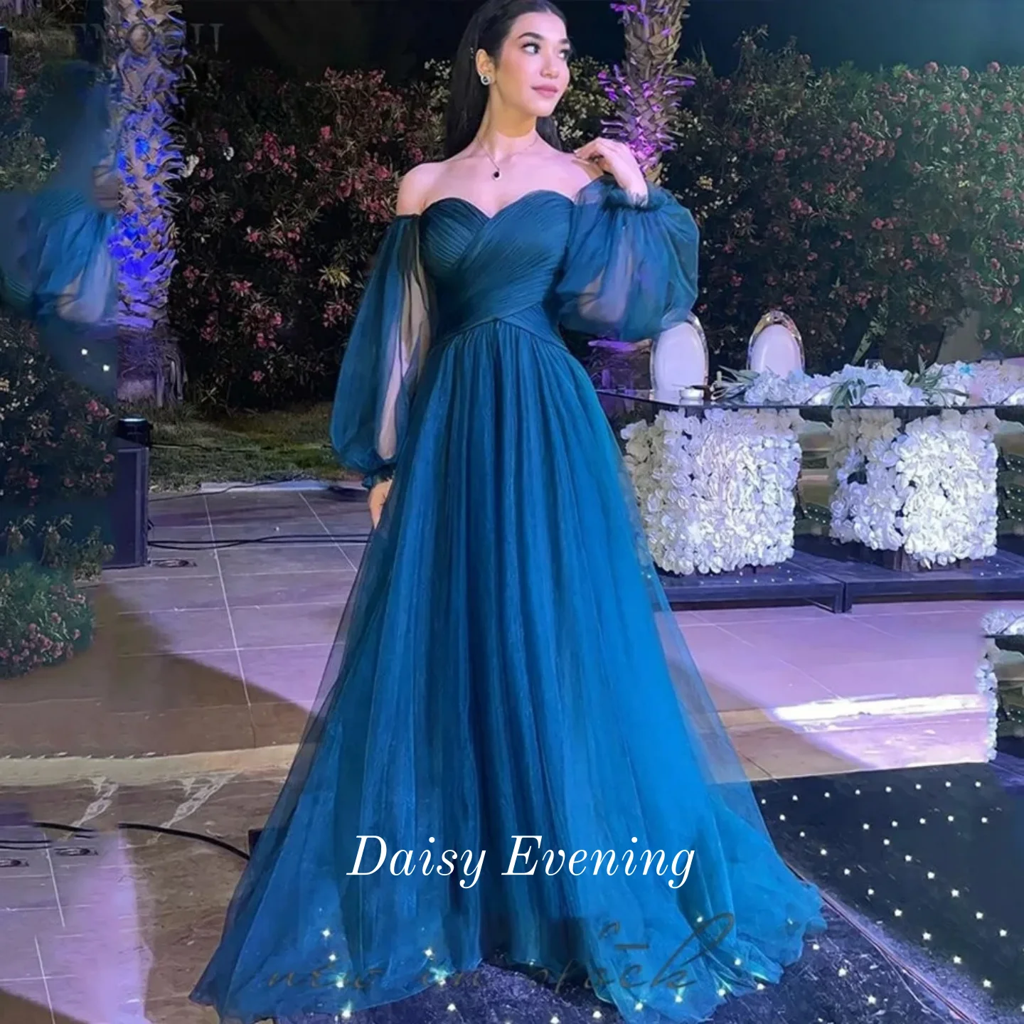 Vestidos de noche con hombros descubiertos, línea A, Vestidos de graduación, Maxi Vestidos con mangas acampanadas, Vestidos de fiesta formales para mujer personalizados 2025