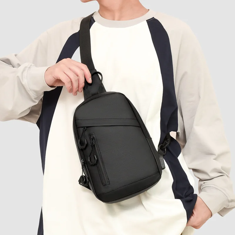 

Men's lightweight waterproof leather film single-shoulder phone storage multi-layer commuting, travel and business crossbody bag