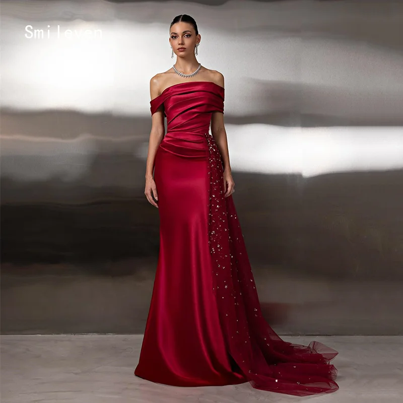 

Smileven Novel Red Mermaid Prom Dress Shining Strapless Party Gowns Off The Shoulder Formal Occassion Dress Customized 2026