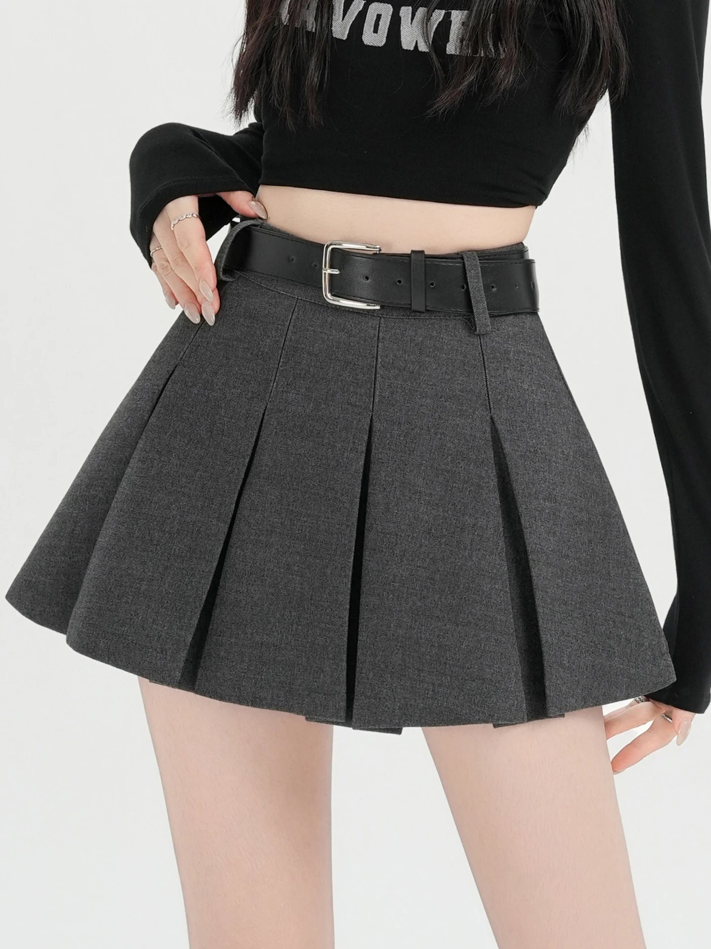 

Новая женская короткая юбка А-силуэта с высокой талией, не просвечивающая, для прогулок, весенняя, в школьном стиле, ветрозащитная.