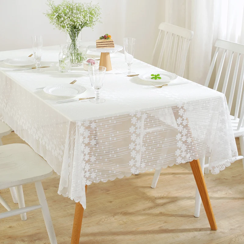 Weimi 5801 بسيطة الحديثة تنوعا المنزلية الدانتيل الأبيض جوفاء شفافة طاولة طعام النسيج مستطيل مفرش المائدة