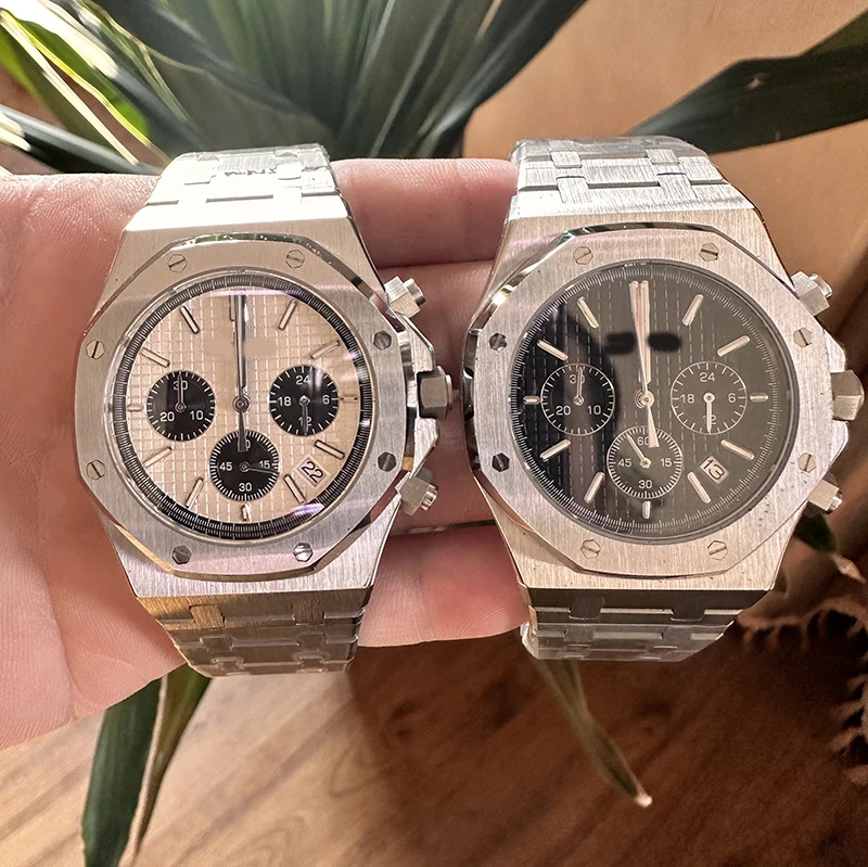 

41 MM Stainless Steel Waterproof Date Analog Quartz Watch Business Casual Fashion Wrist Watches for Men
