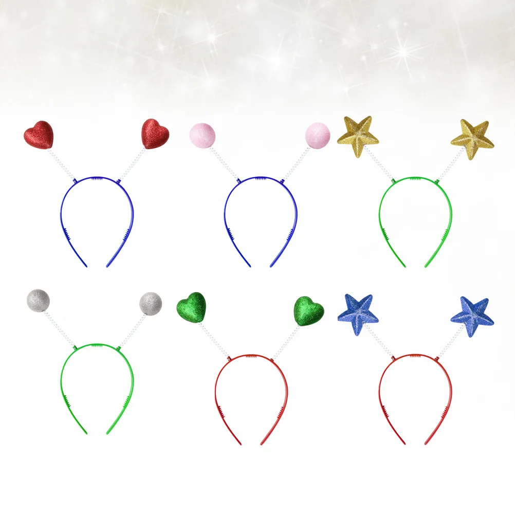 12個入り-クリスマスパーティー用ヘアフープ-クリエイティブなスプリングヘッドドレス-ハート・ボール・スターデザイン-キッズ・ガールズ用ヘッドバンド-カラフルセット