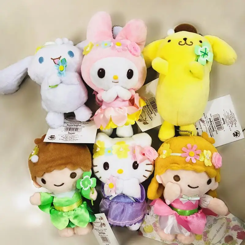 

Hello Kitty Cinnamoroll Flower Fairy Series Plush Pendant Melody Cute Cartoon Fluffy Toys Key Chain Backpack Zipper Decoration