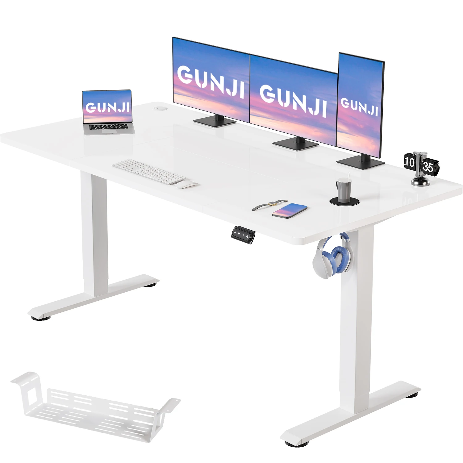 Bureau réglable en hauteur Devoko 160x70 cm Bureau électrique stable réglable en hauteur