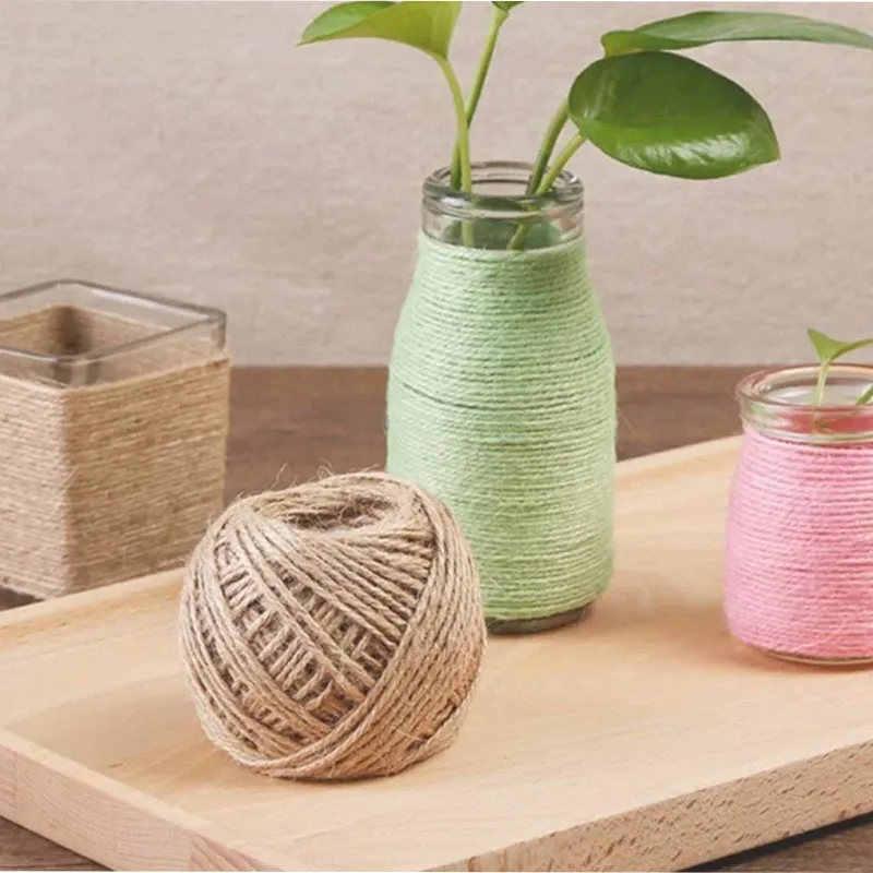 50m/Roll Diameter 4mm Natural Jute Rope String Ribbon Crafts DIY Vintage Jute Cord Twine Thread Sewing Party Wedding Home