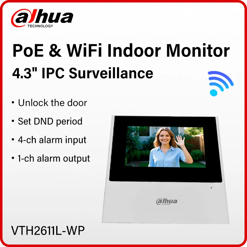 

Dahua VTH2611L-WP WiFi Indoor Monitor 4.3" IP Camera Surveillance Screen VTO Video Intercom Doorbell System PoE Full Digital VTH