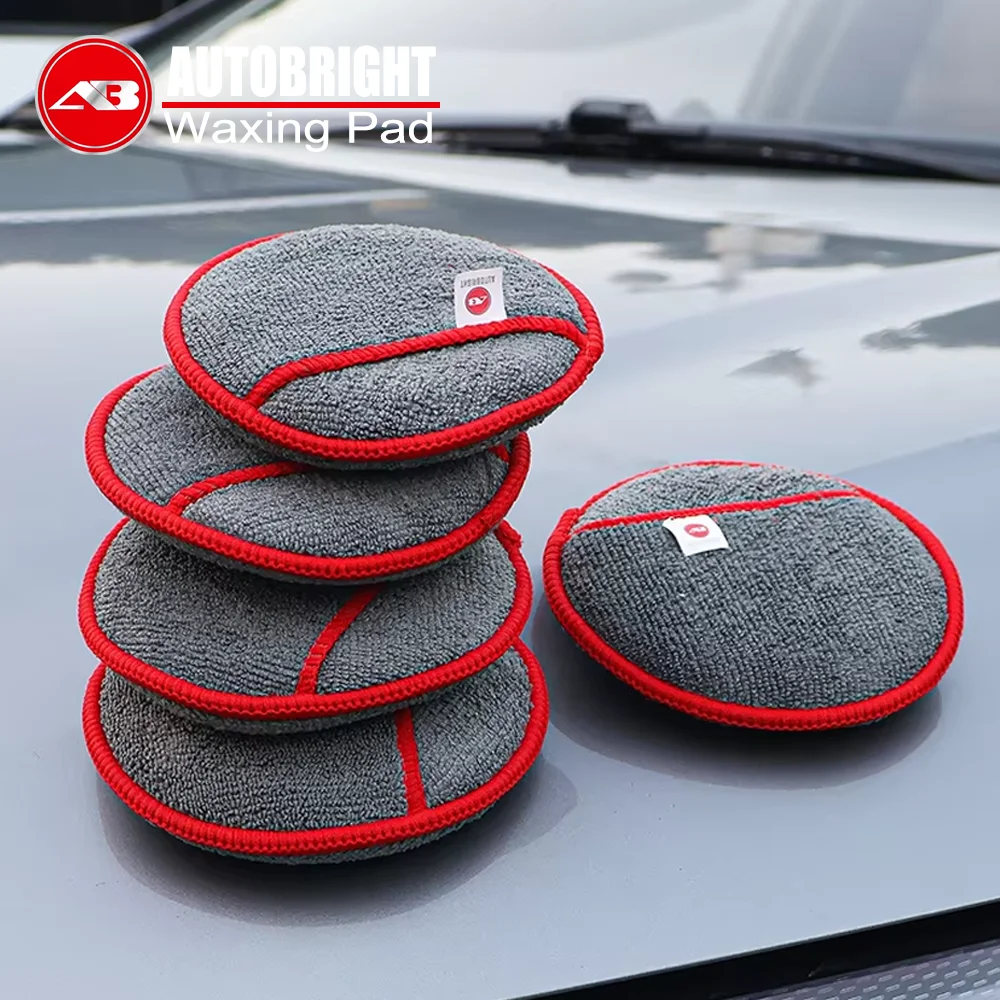 AUTOBIGHT 2/5 Pcs Car Waxing Sponge Polish Applicator Pads 5 Inch Fiber Soft Foam Pocket Wax Sponge Car washing Auto Tools