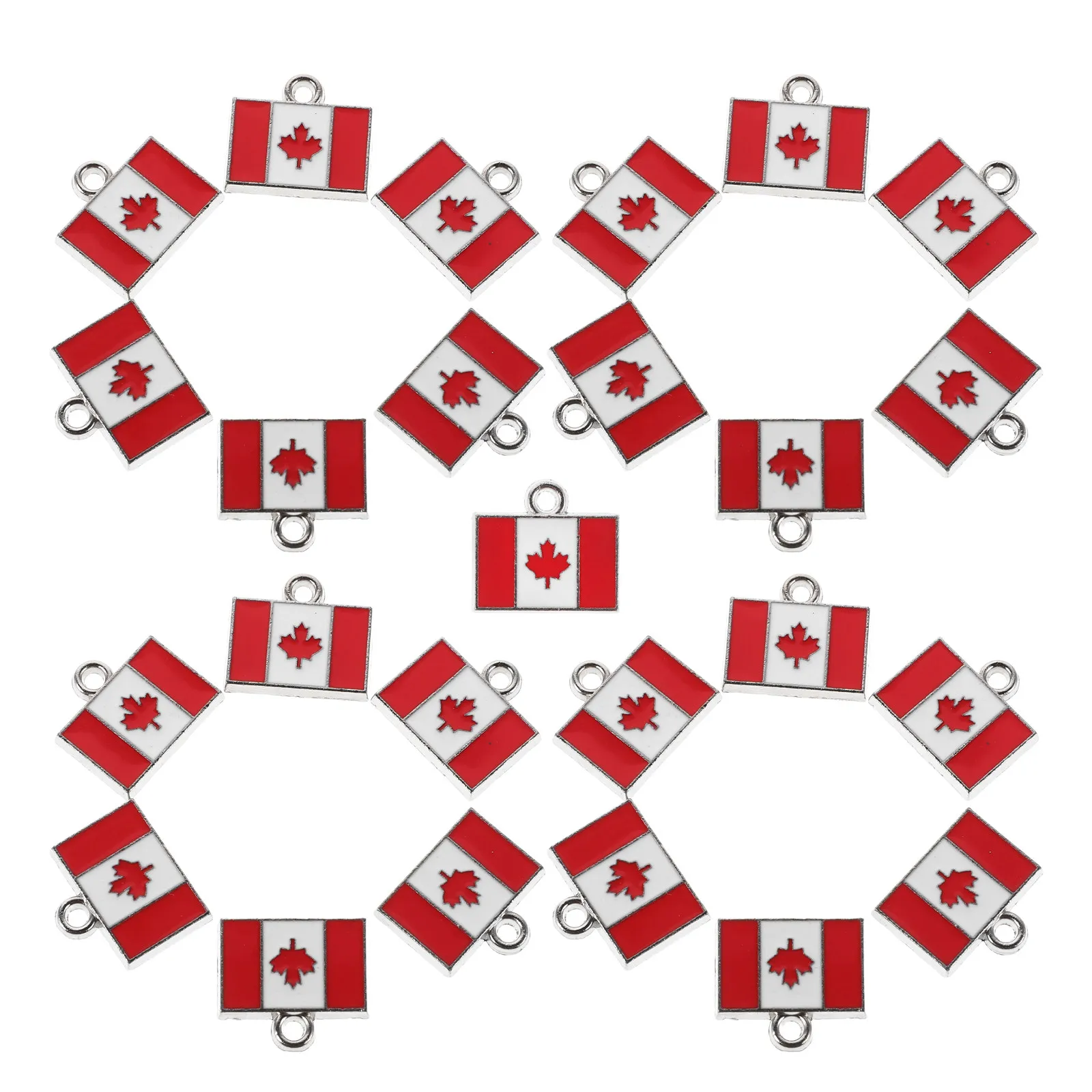 

25Pcs Canada Flag Pendant Charms Alloy Maple Leaf Enamel DIY Bracelet Necklace Keychain Jewelry Souvenir Present