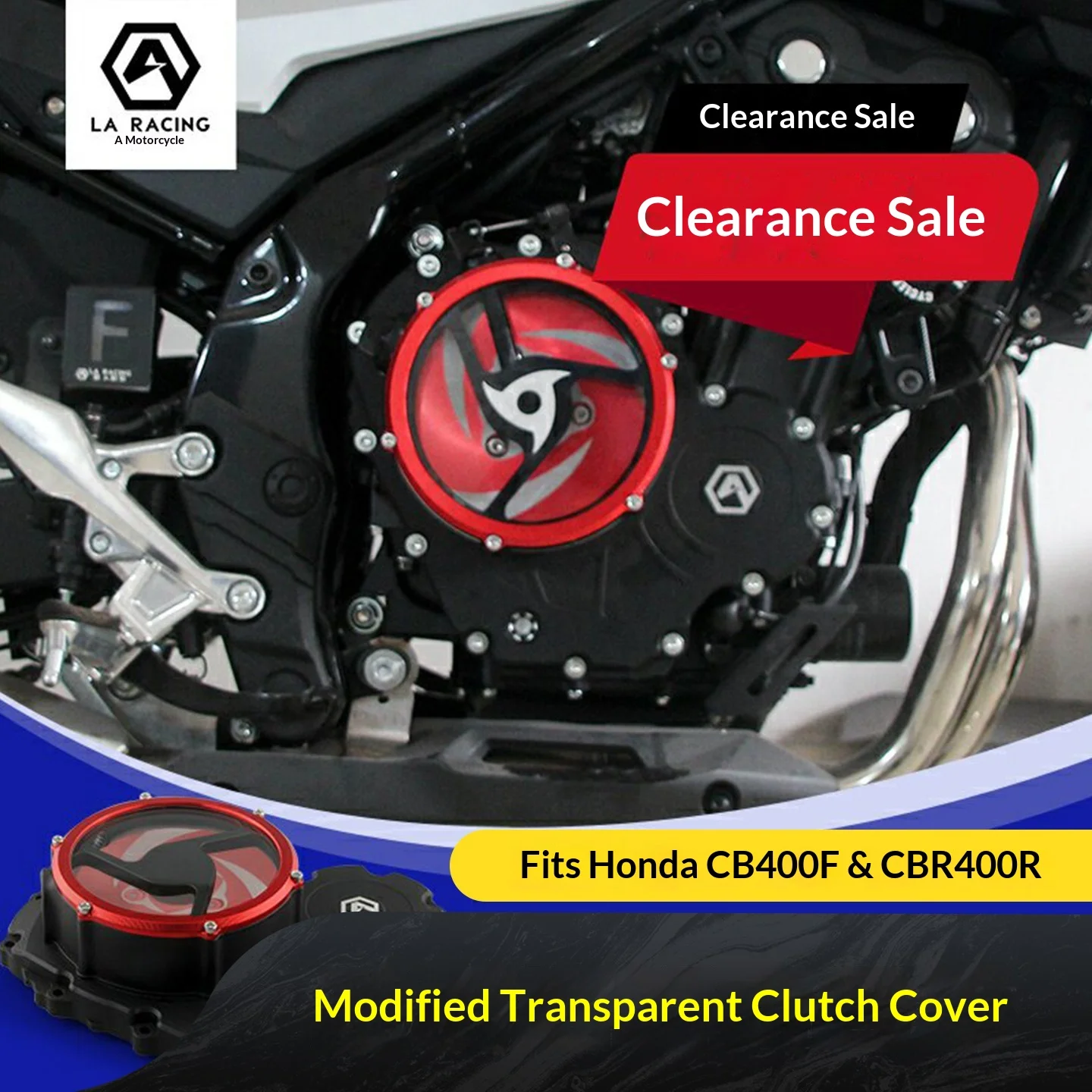 【Premium】For Compatible with Honda CB400F CBR400R modified transparent clutch cover engine side cover CBR500R CM500