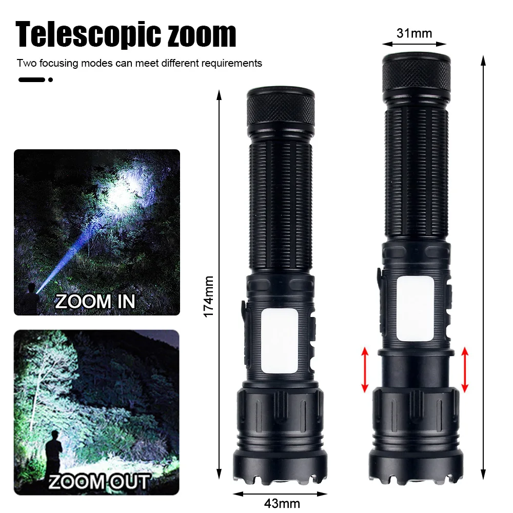 20W 2in1 UV Black Light White Flashlight LED Linternas Torch 395nm Ultraviolet Pet Urine Detector Camping Carpet Catch Scorpions