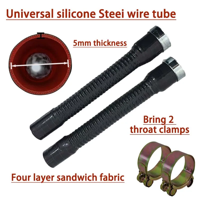 

Black Steel wire corrugated tube intake pipe Intercooler Air filter connection Silicone Flexible Hose Universal Radiator Hose