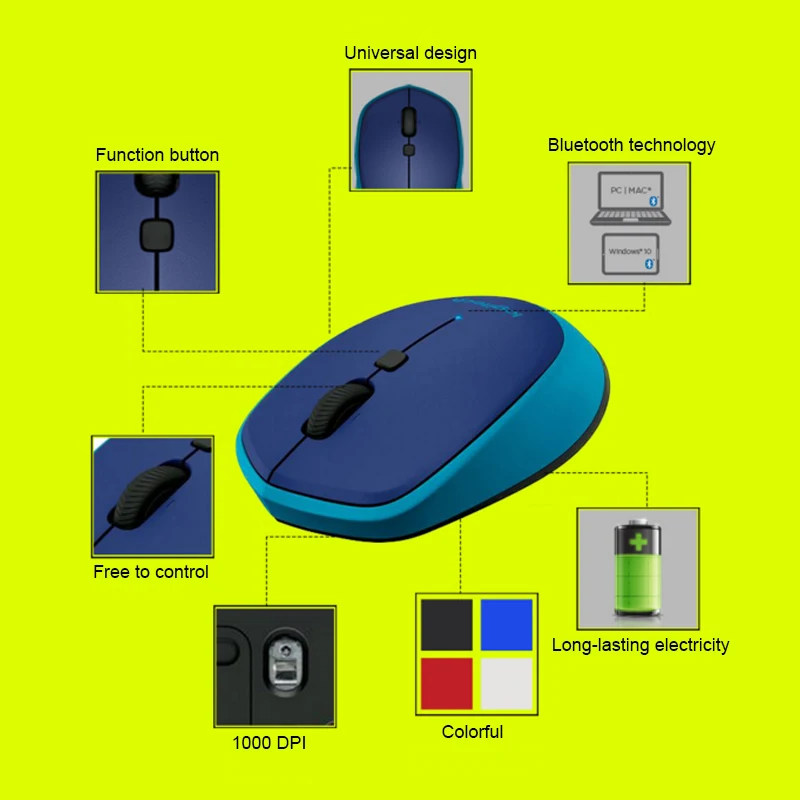 Imagem -06 - Logitech Original M336 M337 sem Fio Bluetooth Mouse1000 Dpi para Windows 10 Mac os x 10.8 Chrome os Android 3.2