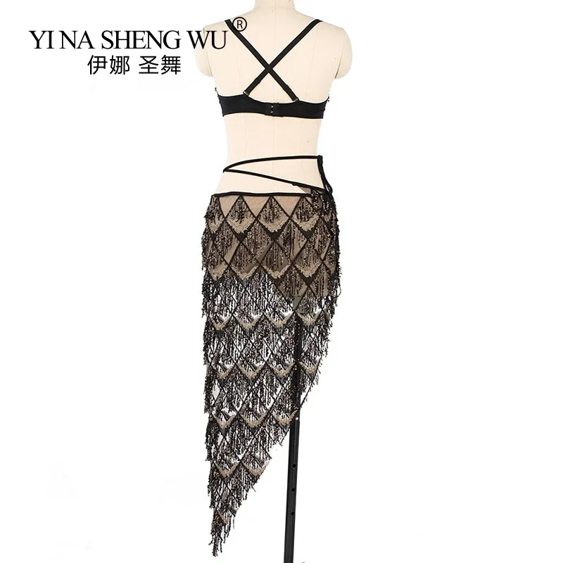 Vrouwen zeemeermin buikdans kostuum set bling bling buikdans beha hippe sjaal pailletten kwastje buikdans hippe sjaal kostuums oa3843