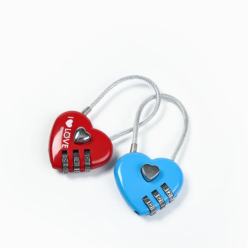 Creative heart-shaped combination lock fashion cute padlock zinc alloy wire rope lock digital door lock  door lock