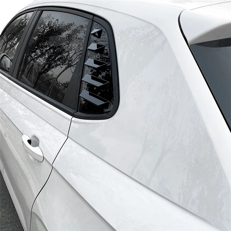 폭스바겐 폴로 Mk6 폴로 2018-2023 용 자동차 후면 창 루버 셔터 커버 트림, 밝은 블랙