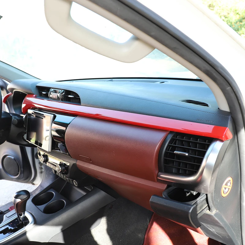 

For Toyota Hilux Revo Conquest 2015-2021 LHD ABS Carbon Fiber Dashboard Center Console AC Vent Trim Interior Cover Suitable