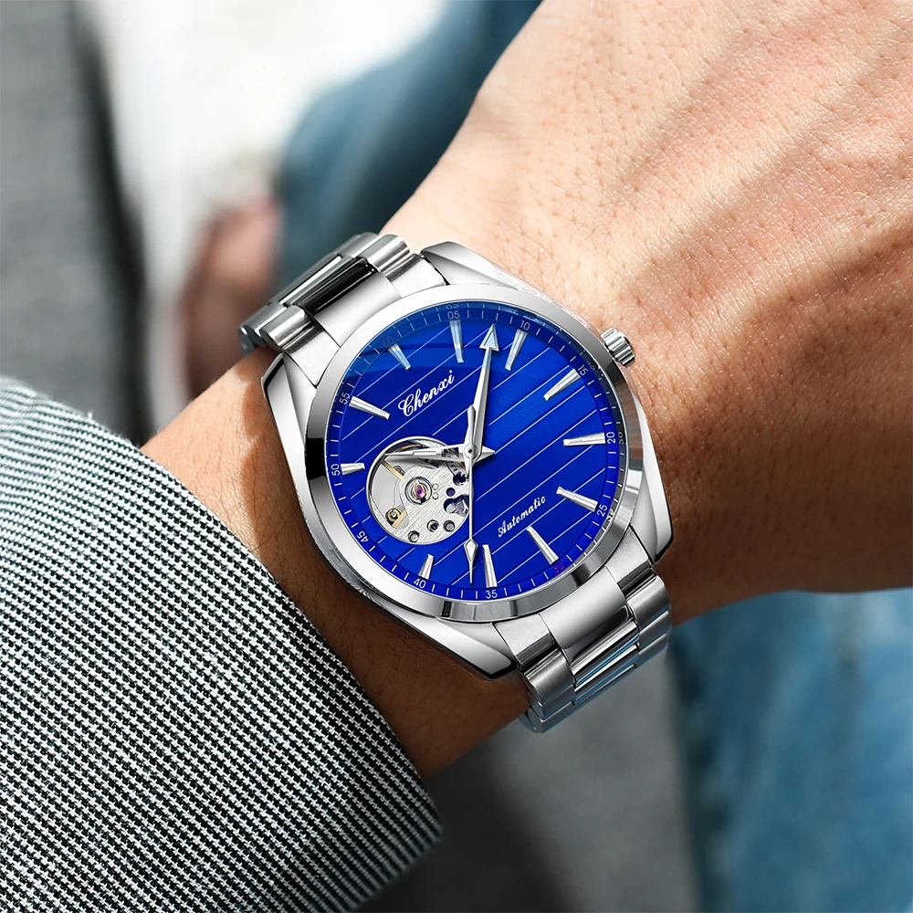 CHENXI Business Mechanical Men's Watch Fully Automatic Skeleton Round Dial Men's Wristwatch Luminous Waterproof Man Watch