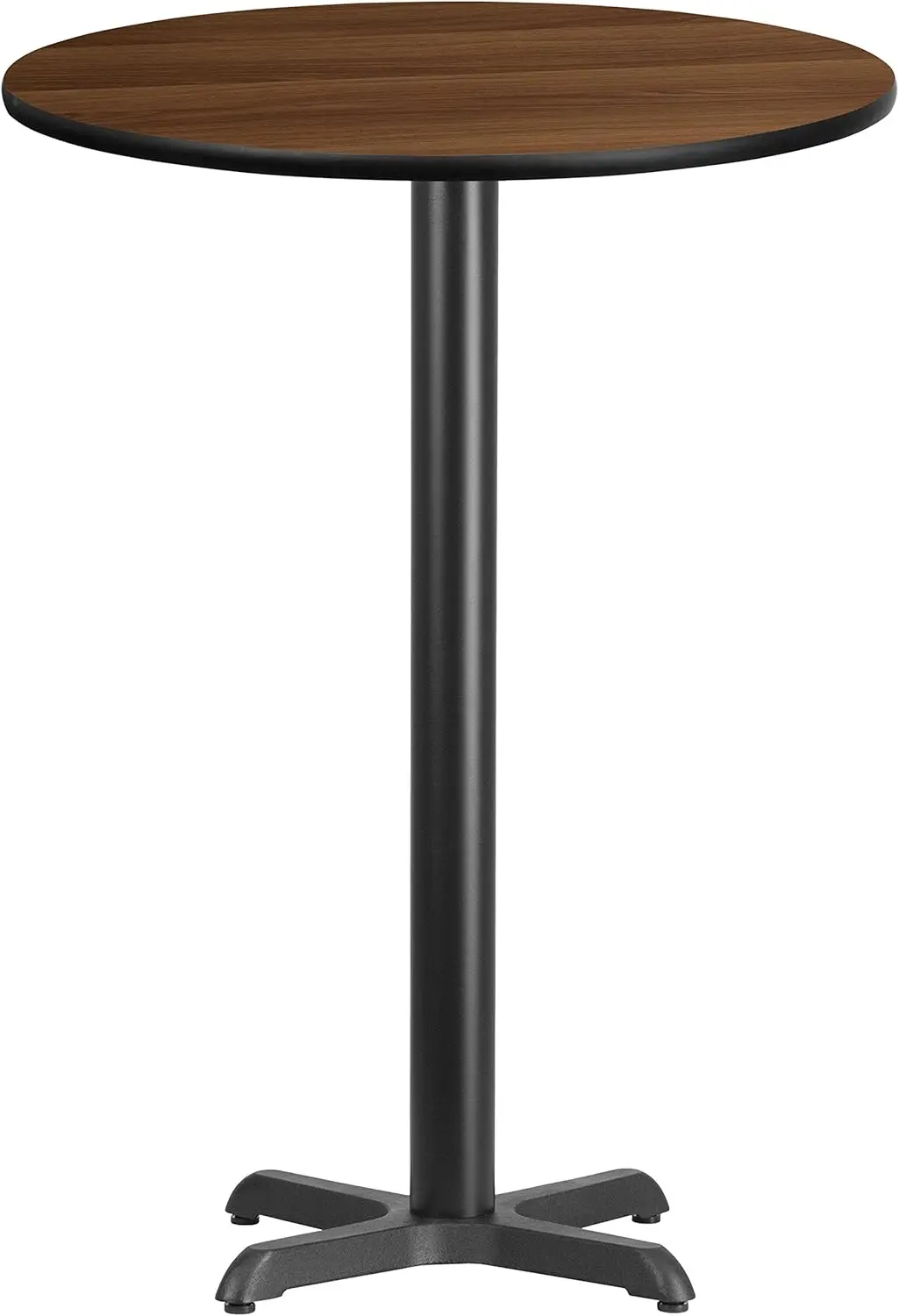 Furniture 30'' Round Walnut Laminate Table Top with 22'' x 22'' Bar Height Table Base