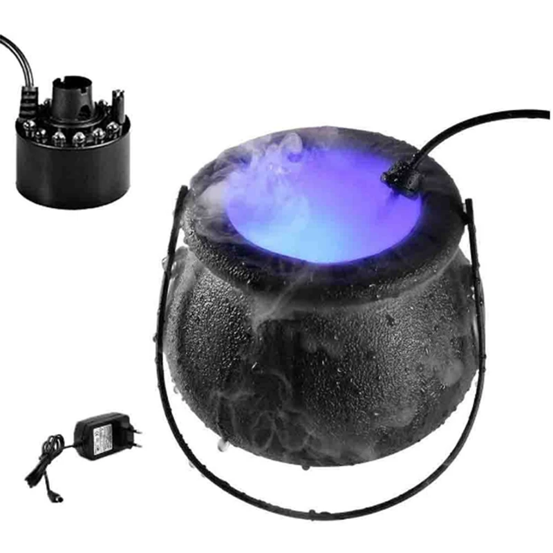 Halloween Smoke Machine LED Humidifier Fog Mist Maker Color Changing Witch Pot Party Decoration Prop EU Plug