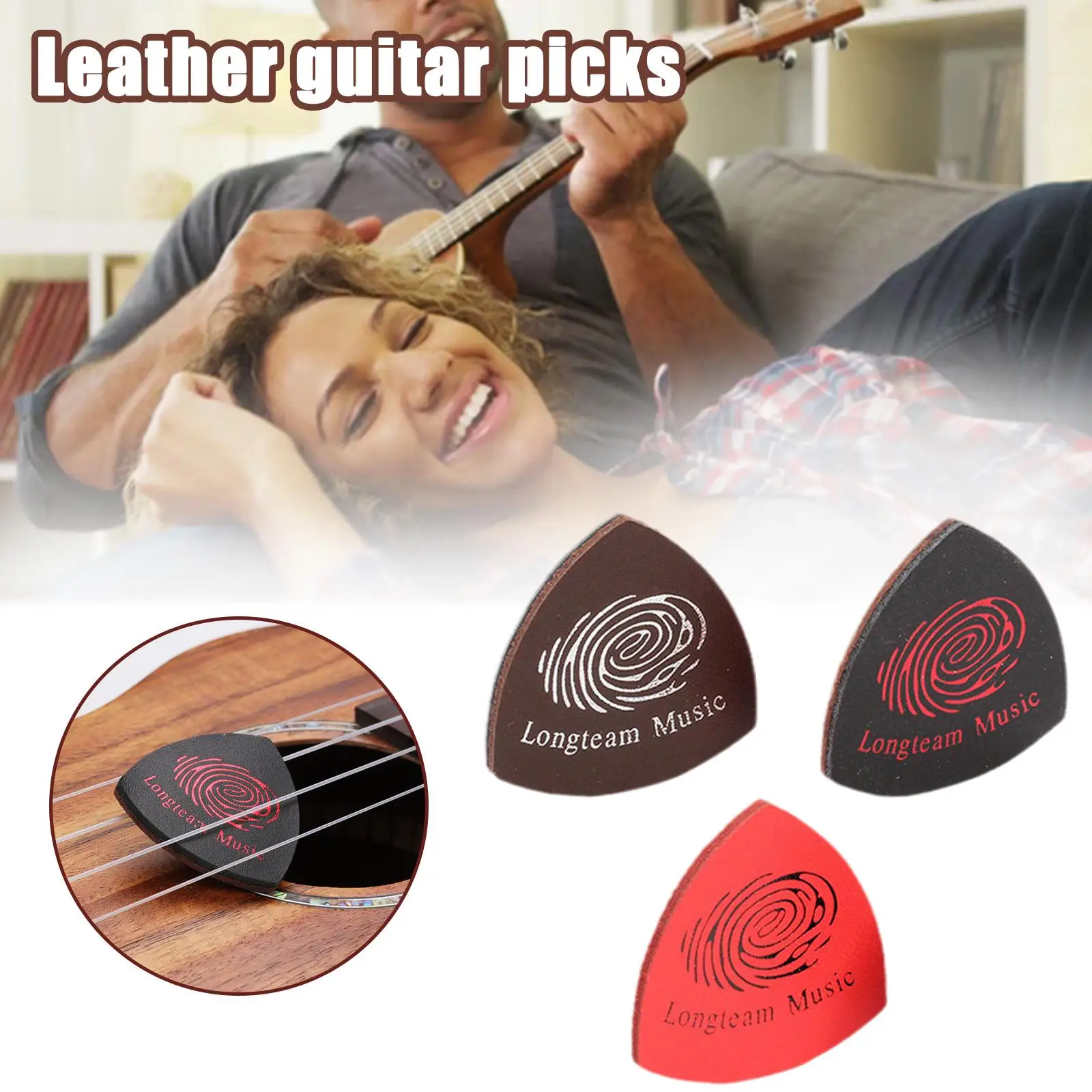 

3.5cm Leather Guitar Pick Ukulele Bass Plectrum Colorful Pick Color Mix Cowhide Z5Z0