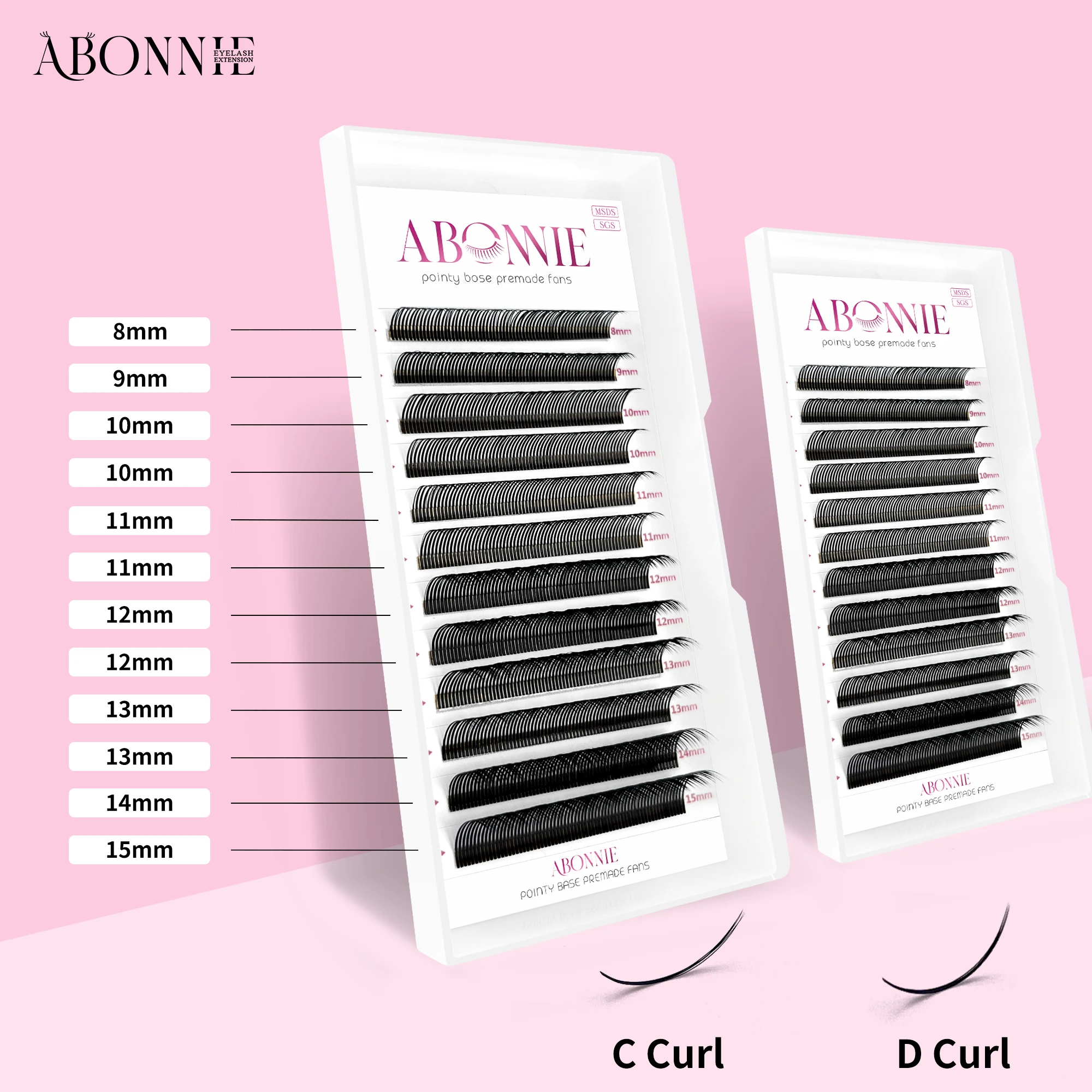 Abonnie-Extensions de cils noirs et bruns, pointes de fleurs 5D, faux cils faciles à dégrader, cils gérvolume, cils individuels, volume 5D