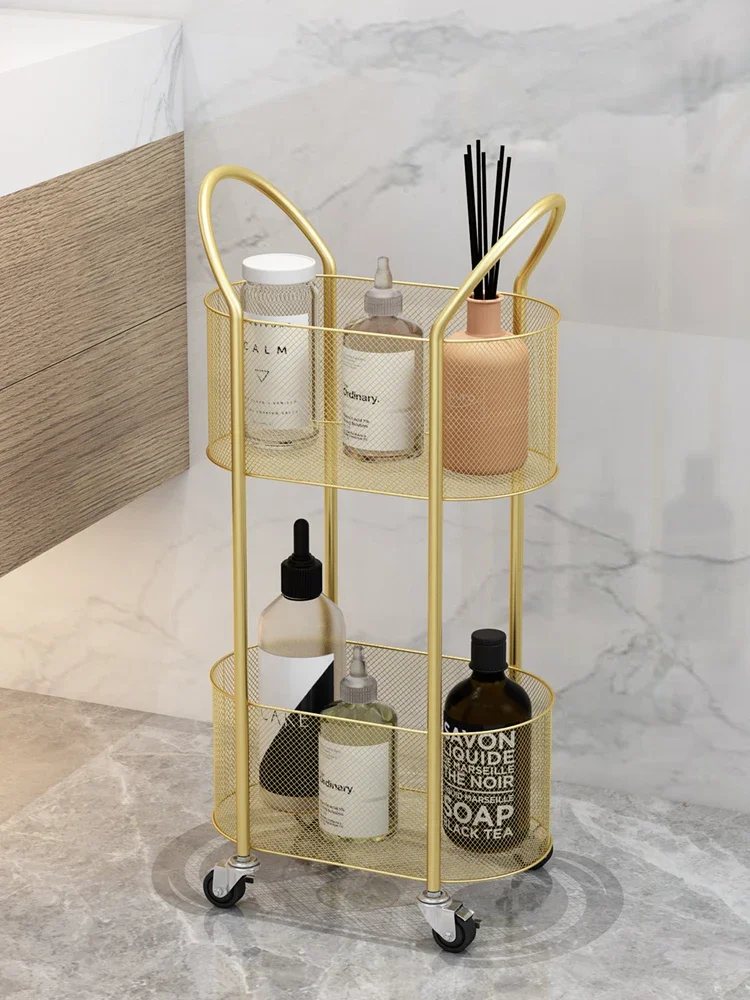 Bathroom Bathroom Shelf Storage Rack Floor Mobile Trolley Toilet Storage Rack Shower Room Storage Rack