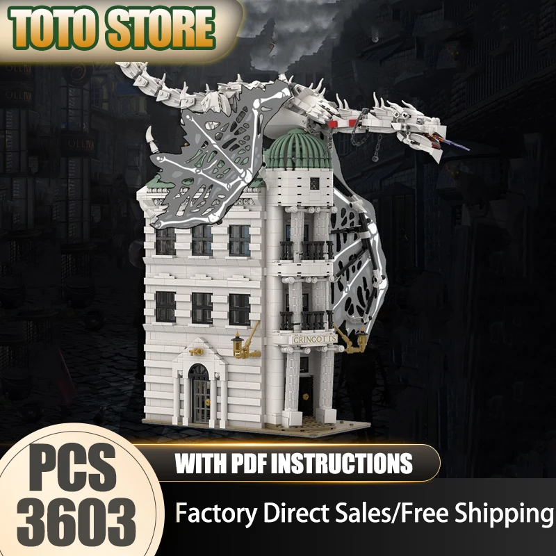 

Moc Building Bricks Escape from Bank Diagon Alley Expansion Model Technology Modular Block Toys DIY Assembly Christmas Gifts