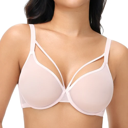 Imagen 1 del producto Nuevos sujetadores de encaje para mujer, malla ultrafina ahuecada, transparente, elástico, Sexy, con aros ajustados, de talla grande, copas A B C D E F G H