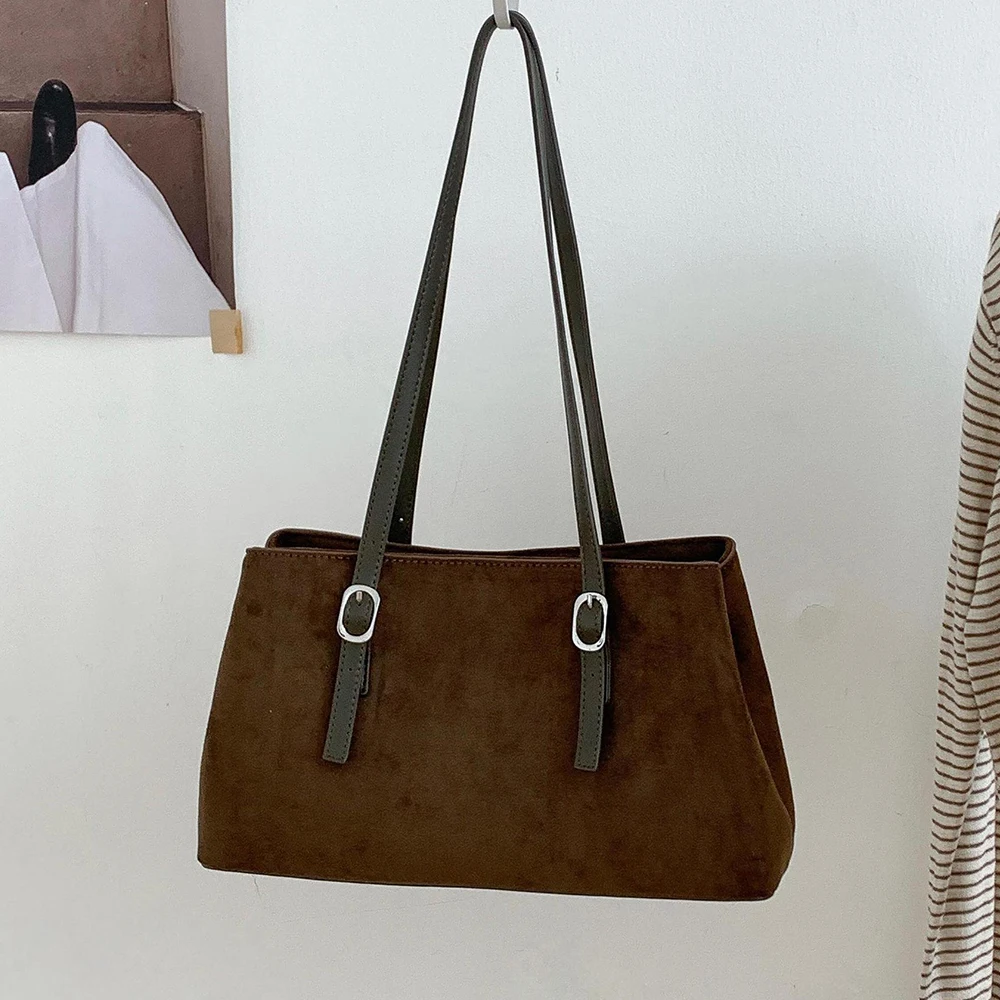 Retro Suede Shoulder Bags for Women Multiple Compartment Tote Handbag Autumn and Winter Bucket Bag NEW Designer Women's Bags