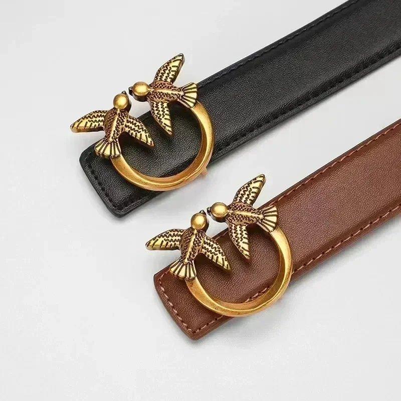 2025 Luxury Brands Women's Leather Belt Bird Simple 2025 Women Belt Personality Literary Jeans Dress All-match Women Belts