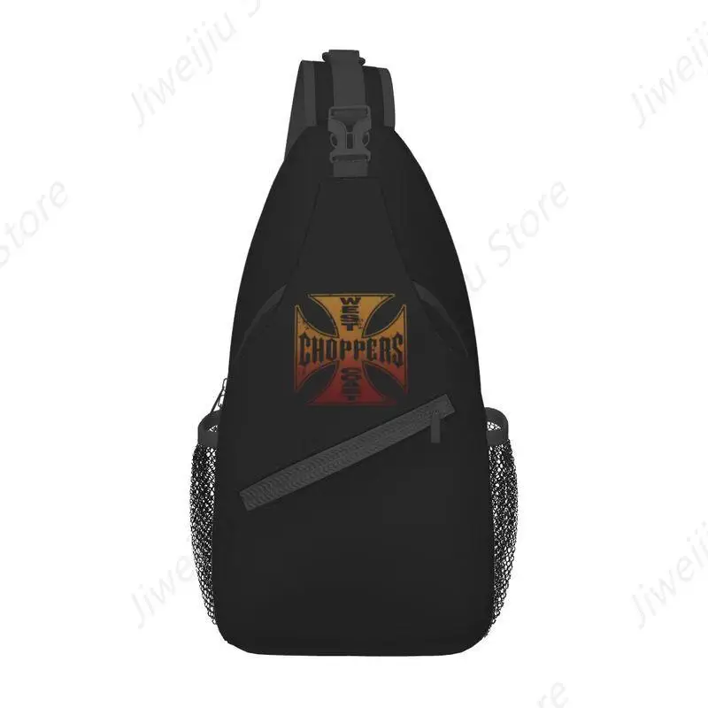 Cool West Coast Chopper Iron Cross Sling Bag for Travel Hiking Men's Crossbody Chest Backpack Shoulder Daypack